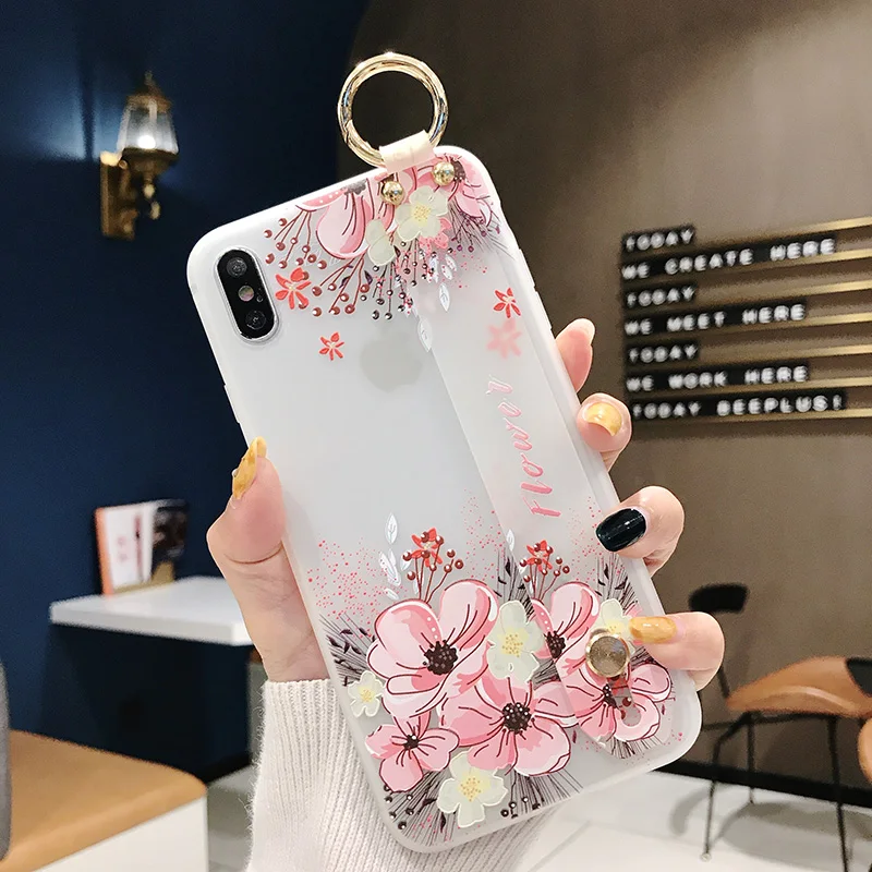 Винтажный цветочный ремешок для телефона чехол s для iPhone 6 6S 7 8 Plus X XS Max XR Матовая Мягкая силиконовая рельефная задняя крышка с цветочным рисунком чехол - Цвет: T12