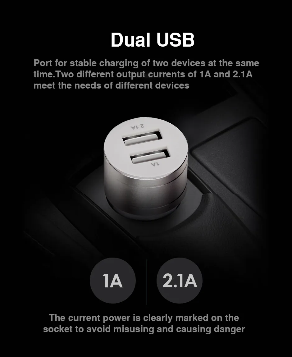 Автомобильное зарядное устройство OV Dual USB для OnePlus, HUAWEI, samsung, Iphone, оригинальное металлическое двойное Usb Автомобильное зарядное устройство, Быстрая автомобильная зарядка