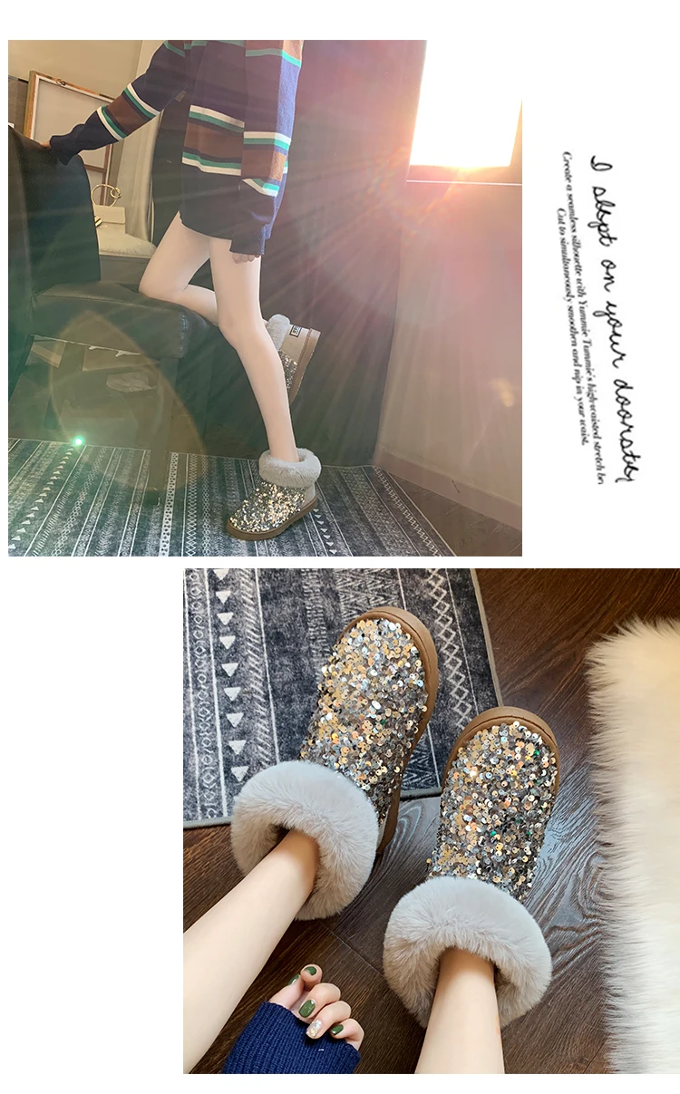 Aphixta/зимние ботинки из ткани с блестками; женская теплая плюшевая нескользящая обувь; женские зимние ботинки; женские водонепроницаемые ботинки; Botas Mujer