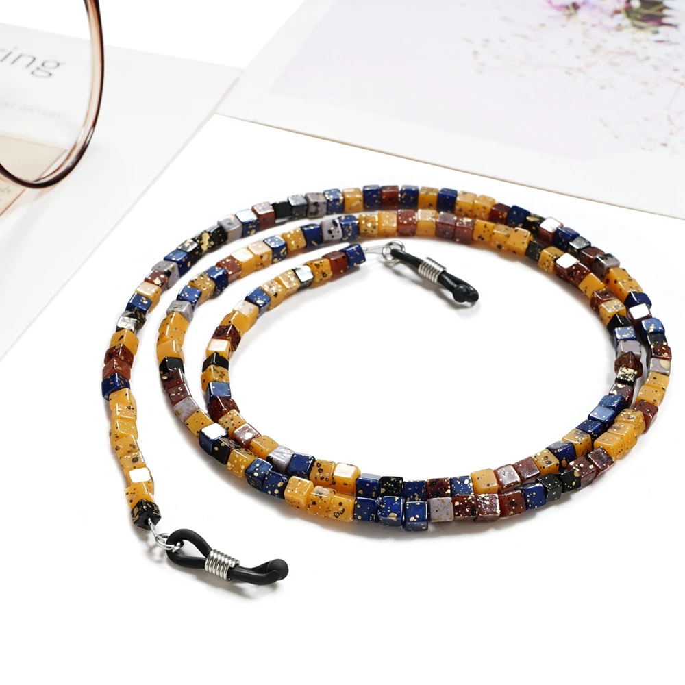 Minimalist Colorful Square Retro Bead Chain Eyeglass Chain Lanyard