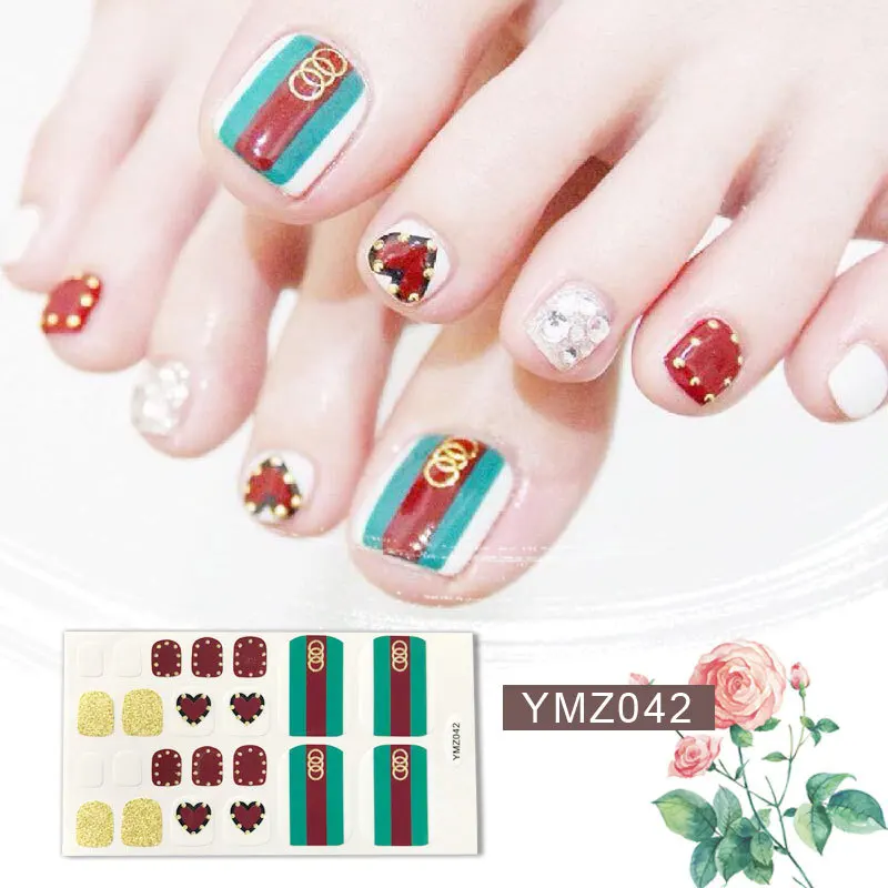 YMZ042 New Style 22tips Pre Designed Toenail Sticker Full Cover Waterproof Sticker Wraps Toe Nail DIY Nail Art Accessories - Цвет: YMZ042