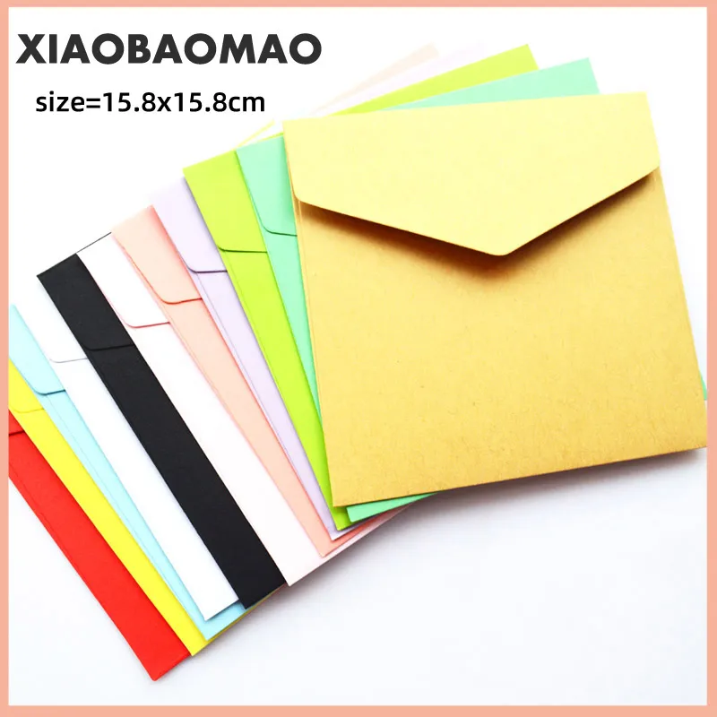 Sobres de Papel Kraft de estilo Vintage europeo para tarjetas de visita, sobres de papel Kraft, color negro, blanco y rojo, 15,8 cm x 15,8 cm, 25 uds., 50 Uds.