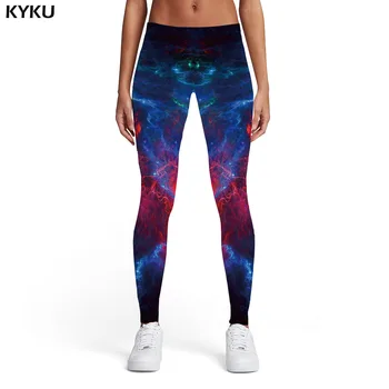 

KYKU Brand Galaxy Leggings Women Lightning Sport Nebula Elastic Harajuku Printed pants Colorful Spandex Womens Leggings Pants