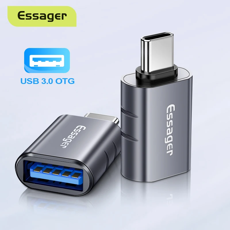 Tasa de descuento Essager-Adaptador USB tipo C OTG, convertidor de USB-C macho a USB 3,0 hembra para Macbook, Samsung S20, Huawei, USBC, conector OTG NRwoeO6g1z0