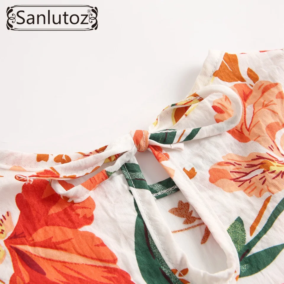 Sanlutoz/Хлопковое платье для новорожденных девочек; Детские Платья с цветочным рисунком; платье принцессы для малышей; стиль;