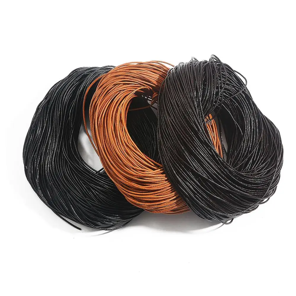 2//5M Cow Leather Round Thong Cord DIY Bracelet Rope String for Jewelry Making