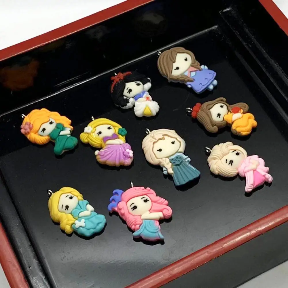 9 шт. 33*23 мм Kawaii плоские пластмассовые Очаровательные Подвески с героями мультфильмов очарование принцессы для DIY украшения волос чехол для телефона аксессуары LL141