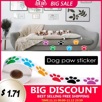 

500pcs/Roll Round Designs Pet Dog Footprint Paw Stickers Seal Labels For Envelope Cards Gift Package Scrapbooking Decor
