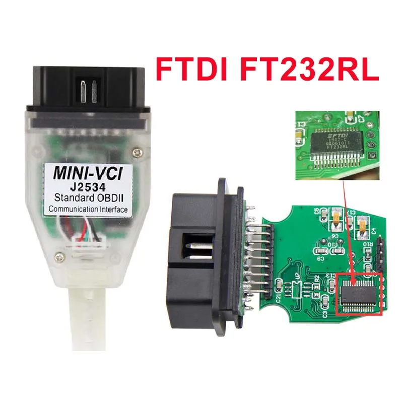 Мини vci V14.20.19 J2534 для Toyota FTDI FT232RL/FT232RQ чип ТИС Techstream OBD2 сканер автомобильный диагностический кабель MINI-VCI MINIVCI - Цвет: FTDI FT232RL