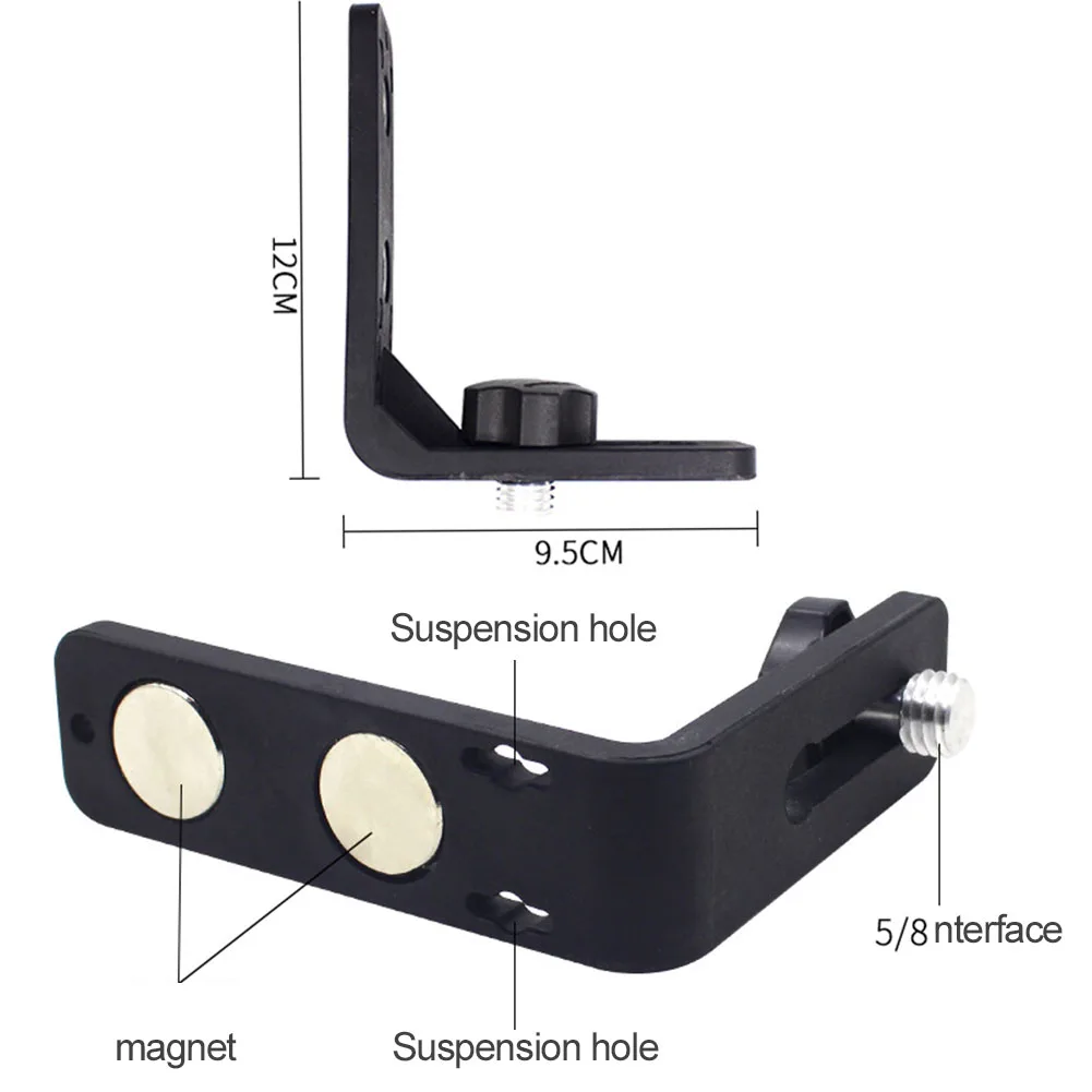 5/8 дюймов инструмент Выравнивающая поддержка магнитный крючок Привлекательный Черный l-образный Прочный Многофункциональный уровень кронштейн общий используется супер сильный