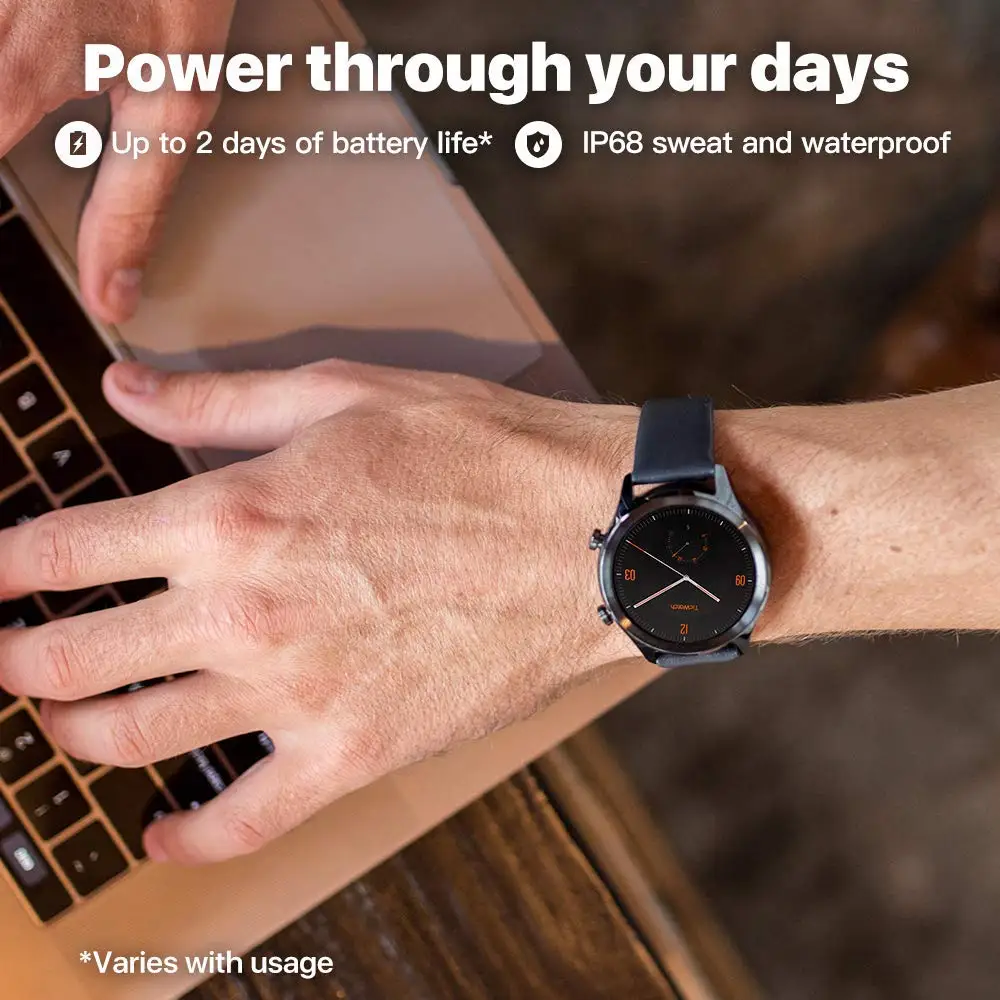 Ticwatch C2 черные Смарт-часы Bluetooth спортивные часы GPS Android и iOS Совместимость IP68 Водонепроницаемый NFC