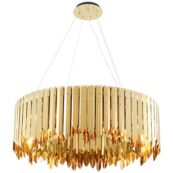 

Modern Round pendant light Stainless Steel Lighting Luxury Living Room Bedroom Lamps