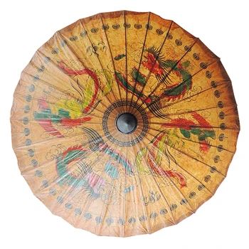

Classic Hand-painted Oil-paper Umbrella Decorative Handmade Umbrella Oiled Paper Umbrella Crafts for Dragon and Phoenix Patterns