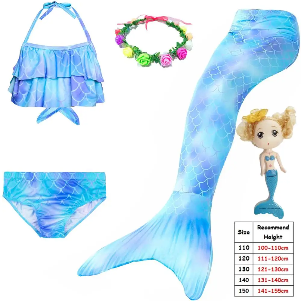 5pcs No Fin DH99 Детские хвосты русалки для хвост русалки с моновинкой, костюмы для девочек, купальный костюм с бикини, Флиппер - Цвет: 5pcs No Fin DH99