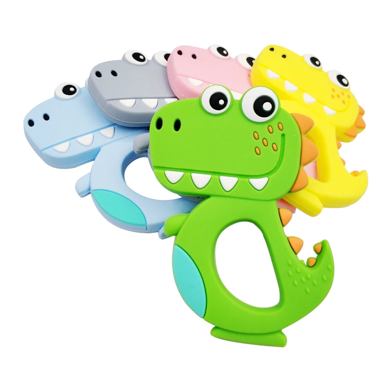 

Safe Cartoon Baby Teethers Bpa Free Cute Animal Dinosaur Infant Diy Ring Teether Toddler Silicone Chew Charms Kids Teething Toys
