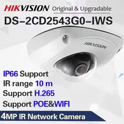 DS-2CD2543G0-IWS HIK видеонаблюдение WiFi камера 4MP беспроводной инфракрасный мини-купол ip-камеры безопасности POE H.265 + Встроенный микрофон