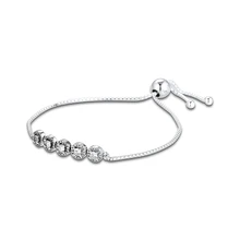 CKK браслет для женщин круглый блестящий браслет со слайдером модные оригинальные серебряные 925 пробы ювелирные изделия
