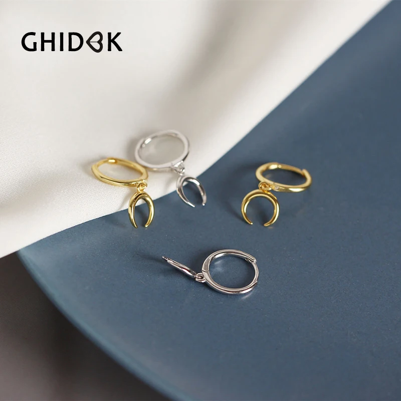 Женские маленькие серьги-кольца GHIDBK из стерлингового серебра 925 пробы с Луной |
