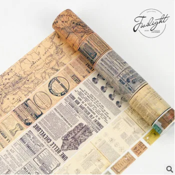 

Decor Gothic Retro Washi Tape Set Alphabet Number Ticket English Letter Newspaper Map DIY Masking Tape School Office Supplies