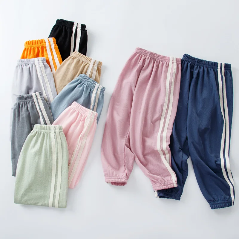 

Toddler Kids Pants 2020 New Candy Color Harem Trousers Drawstring Side Stripe Children Boys Girls Pants Soft Trousers A0134