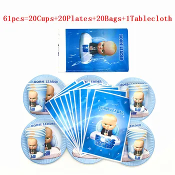 

61Pcs/31Pcs Cartoon Baby Boss Wedding Happy Birthday Decoration Plate Cup Set Baby Shower Happy Birthday Party Supplies For Kids