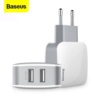 

Baseus Dual USB Charger For iPhone Samsung Travel 2.4A Wall USB Charger Adapter Mobile Phone Charger For Smartphoner US EU Plug