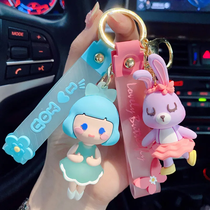 Новые модные милые Балетные аксессуары для ключей с рисунком кролика брелки