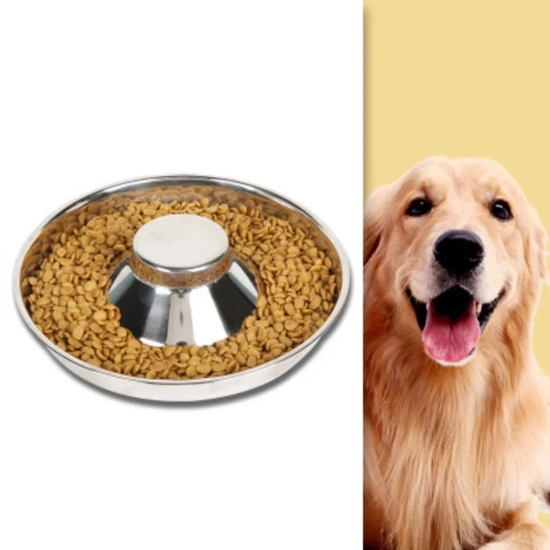 Прочная миска для корма для собак, миска для домашних животных из нержавеющей стали, миска для медленной еды, миска для кошек, круглая миска для еды, посуда, товары для домашних животных