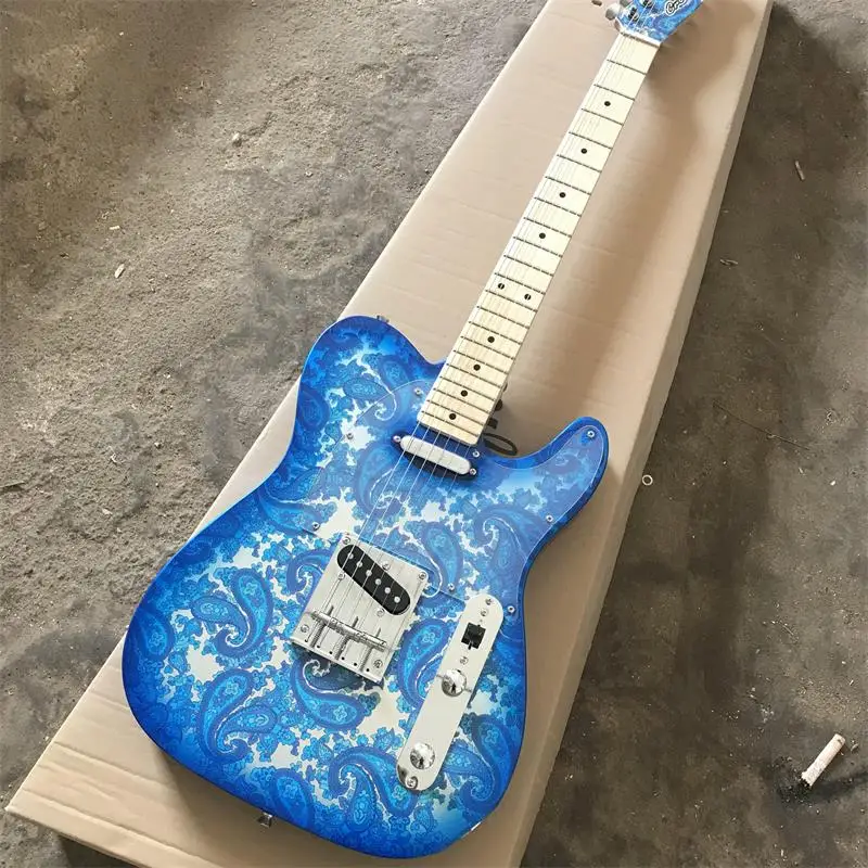 

Update Blue Brad Paisley Personal Electronic Guitar Limited Edition, Top TV Flower Guitar, Free Delivery