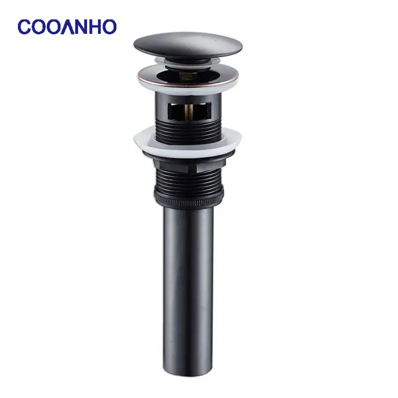 

COOANHO Bathroom Sink Drain Stopper with Overflow Pop Up Sink Drain for Vessel Vanity Lavatory Sink, Matte Black