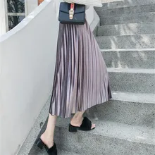 Большой размер, M-4XL, большой размер, юбка для полных, мм200 кг, средней длины, осень и зима, яркий бархат, тонкая плиссированная юбка