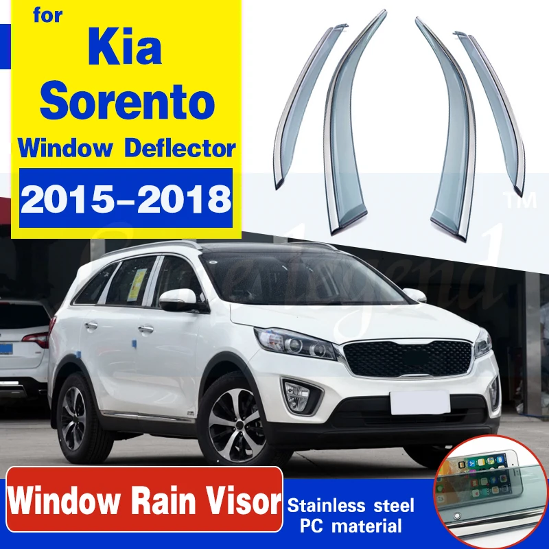 Protector de ventana para Kia Sorento, visera de ventilación, de lluvia, accesorios, 4 Uds., 2015, 2016, 2017|Toldos y refugios| - AliExpress