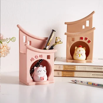 

Cute cartoon style girl's heart fairy Desk Decoration multifunctional resin small house model pen barrel room decoration