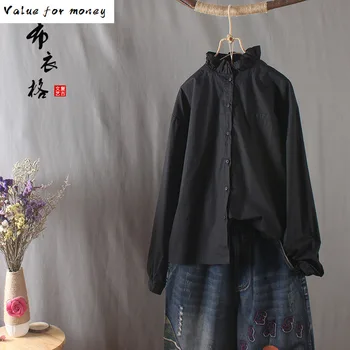 

High Solid Multicolor Low Casual Shirts Women 2020 Spring Vintage Pure Single Breasted Long Sleeve Ladies Basic Tops
