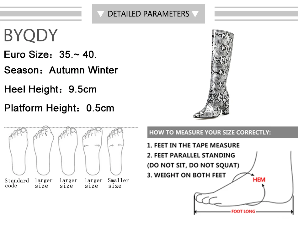 BYQDY/пикантные сапоги до колена женские высокие сапоги женские зимние короткие плюшевые сапоги со змеиным принтом обувь из лакированной кожи на молнии и толстом каблуке