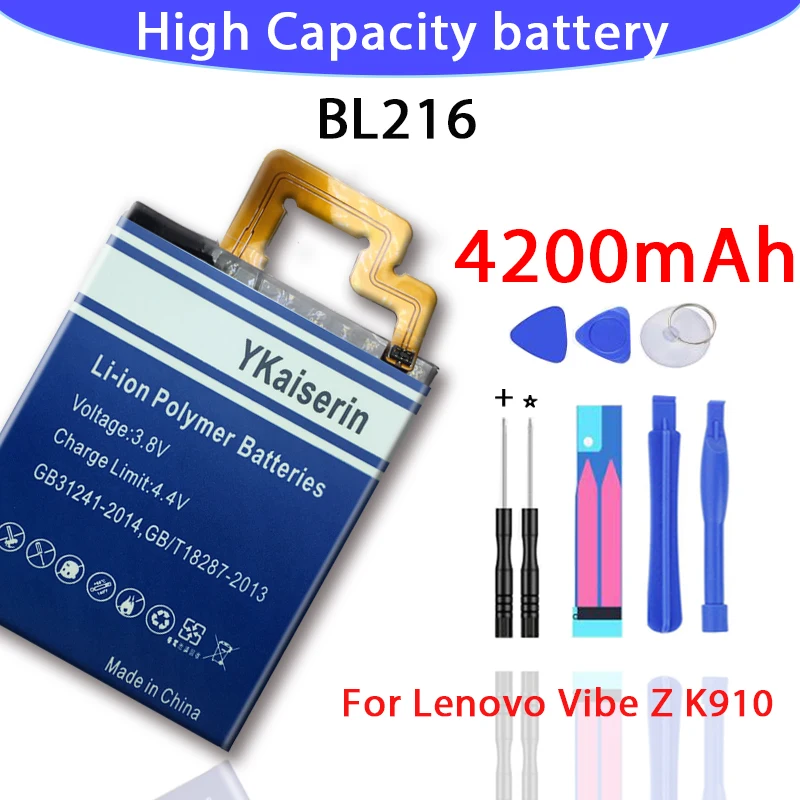 4200 мАч K910 батарея 100% новая BL216 для Lenovo VIBE Z K910e телефон с высокой емкостью Batteria Batterij