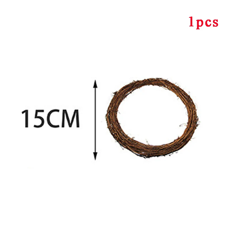 1pcs 15CM Рождественский венок из натурального ротанга DIY рождественское свадебное украшение гирлянда для дома год Navidad двери настенные подвесные украшения - Цвет: 1pcs 15CM