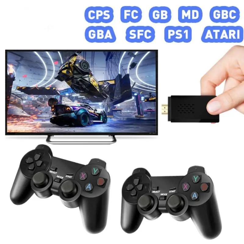 4K HDMI-compatible 32/64G Built-in 10000 Games Retro Game Console With Wireless Controller Video Games Stick For PS1/GBA/FC 1