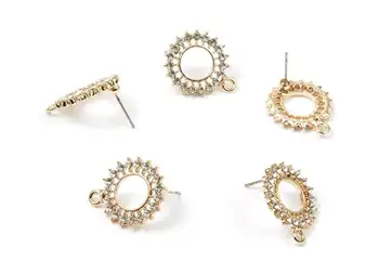 

Alloy Circle Earring Stud - Zinc Alloy Crystal Circle Earring Post with Glass Beads - 4Pcs/Lot - 21.3x17.65mm - ZZ1363