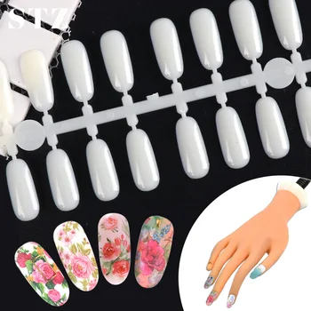 

STZ 120pc Natural Color Fake Nail Tips Acrylic Gel Polish Color Card Oval Practice Tool Full Wraps Extension Tips Manicure #1619