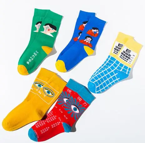 Крутые уличные корейские женские носки в стиле Харадзюку, носки с забавным рисунком, новые хлопковые носки с рисунком для мужчин и женщин k2782