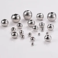 50Pcs/Lot Silver Color Stainless Steel Spacer Beads Loose Ball With Hole Charm Bracelets Bangles DIY For Jewelry Making 1