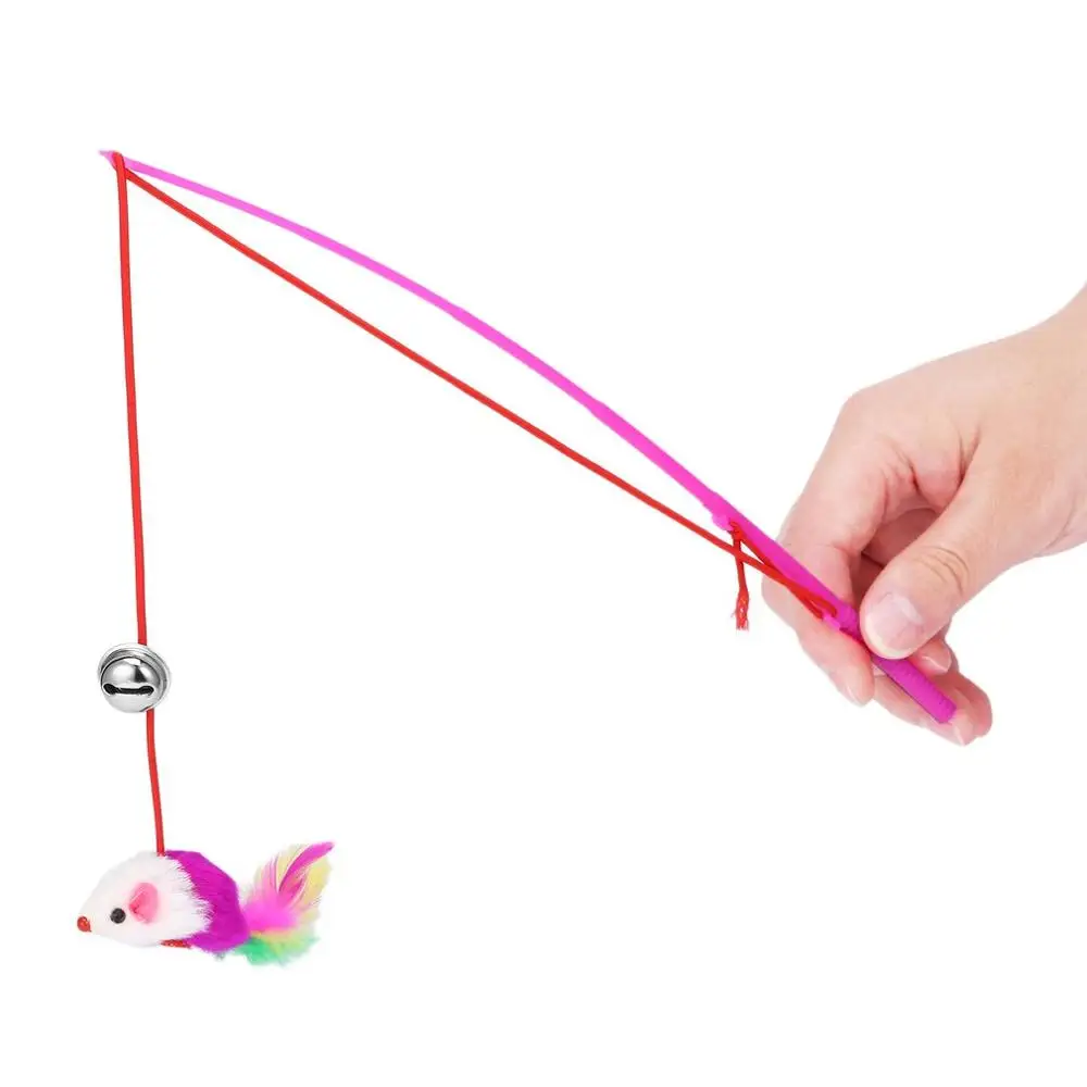 1PC Cat Interactive Toy Stick Teaser Feather Wand Funny Rod Cat Wand Toys for Cats Plastic Artificial Interactive Stick Cat Toy