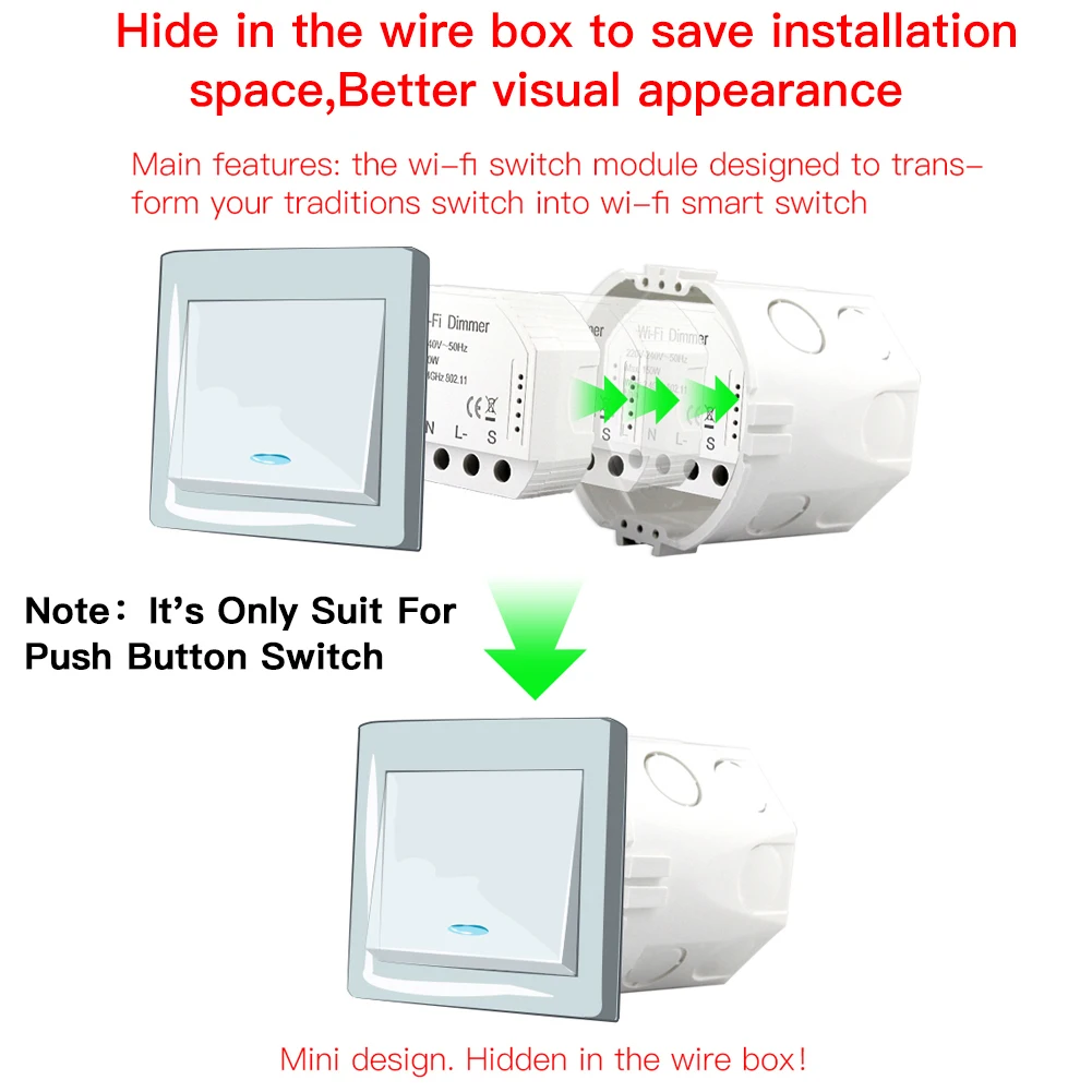  DIY WiFi Smart LED Dimmer Light Switch Universal Breaker Smart Life/Tuya APP Remote Control Works w - 33013715958