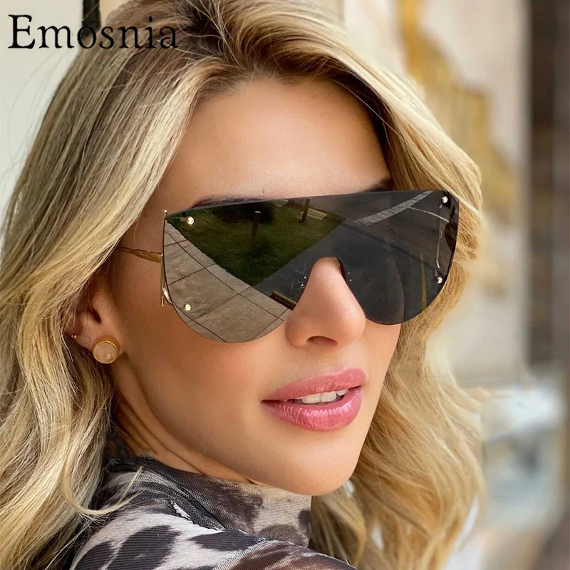 Gafas de sol sin montura de gran tamaño para hombre y mujer, lentes de conducción con gradiente de Metal, de lujo, UV400, 2021|Gafas de sol para mujer| - AliExpress