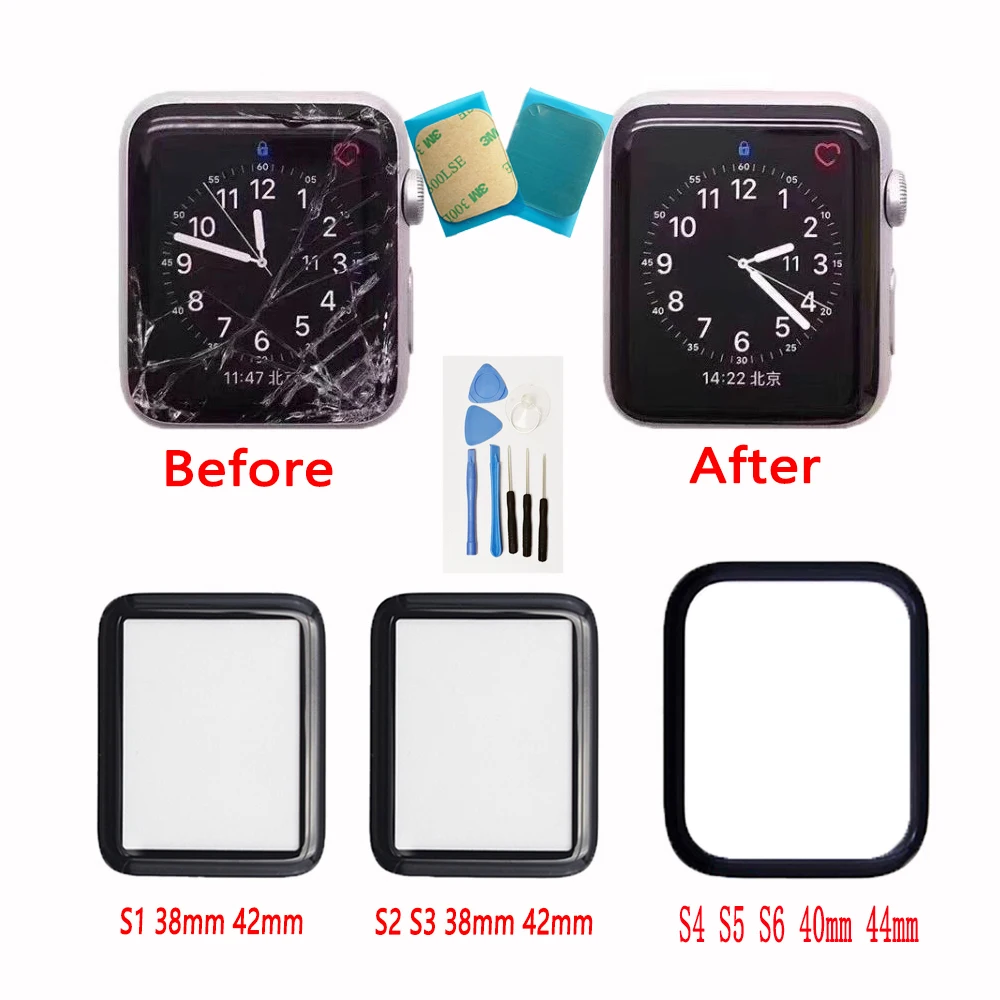 Внешнее стекло для Apple Watch Series 1 2 3 4 5 6 с рамкой и инструмент ремонта 38 мм 40 42 44 |