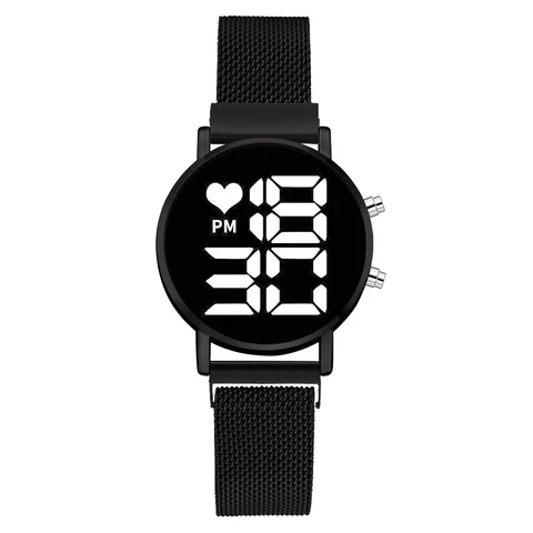 Digital Magnet Watches For Women Rose Gold Dress LED Ladies Quartz Wrist Watch Female Clock Relogio Feminino Dropshipping