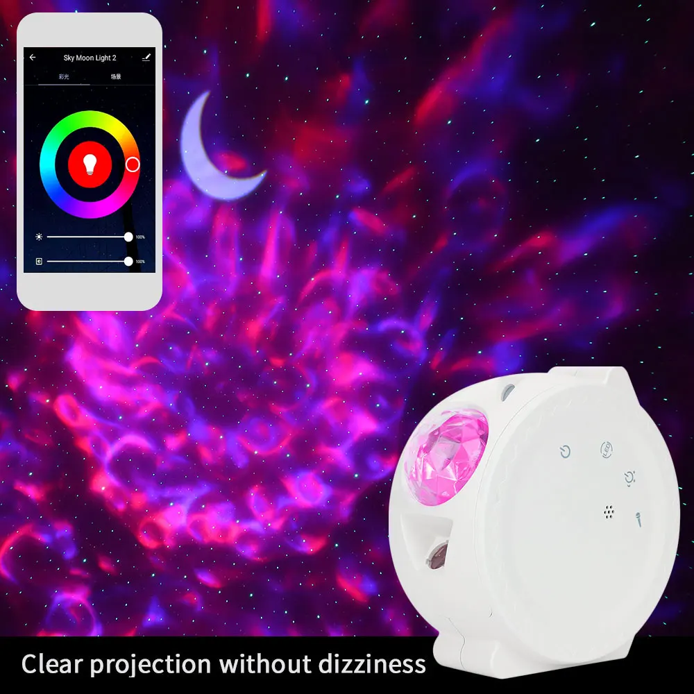 

Smart APP Control Night Light 6 Colors RGB Projector Starry Sky Projection Ocean Wave Water Wave Night Lamp USB Lamp