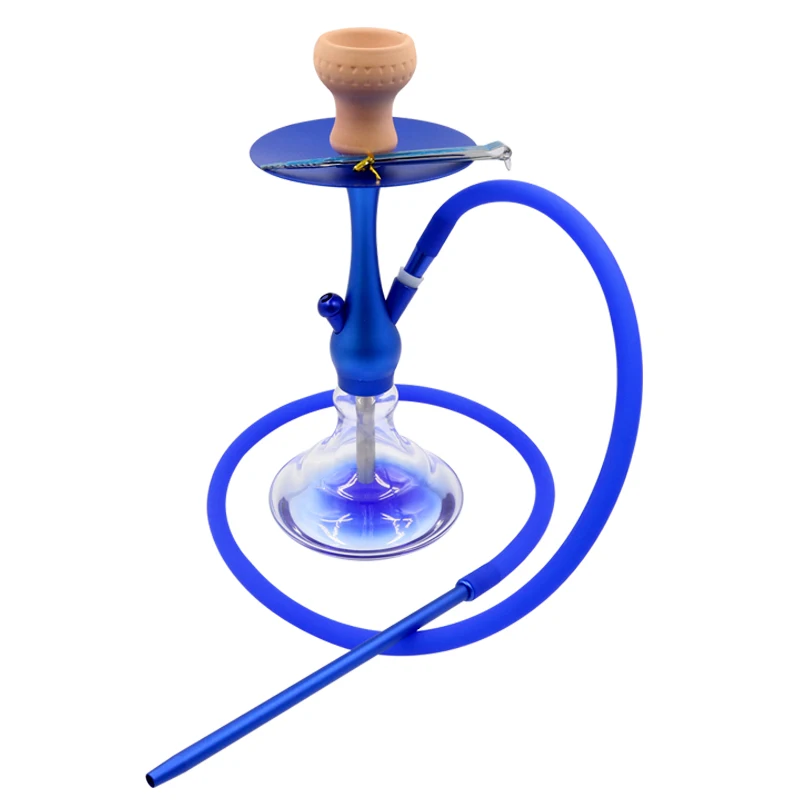 SY Frosted Glass Shisha Hookah Smoking Water Pipe A Full Set With Metal Tweezer Ceramic Bowl Chichas Narguile Smoking Pipe - Цвет: Blue