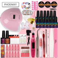 Маникюрный набор 80 Вт Светодиодный светильник Сушилка на выбор 12 цветов Набор для гелевого маникюра замочить от маникюра сверлильный станок набор для дизайна ногтей инструменты